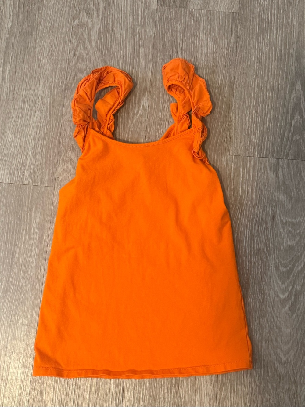 French Connection Bright Orange Ruffle Strap Tank